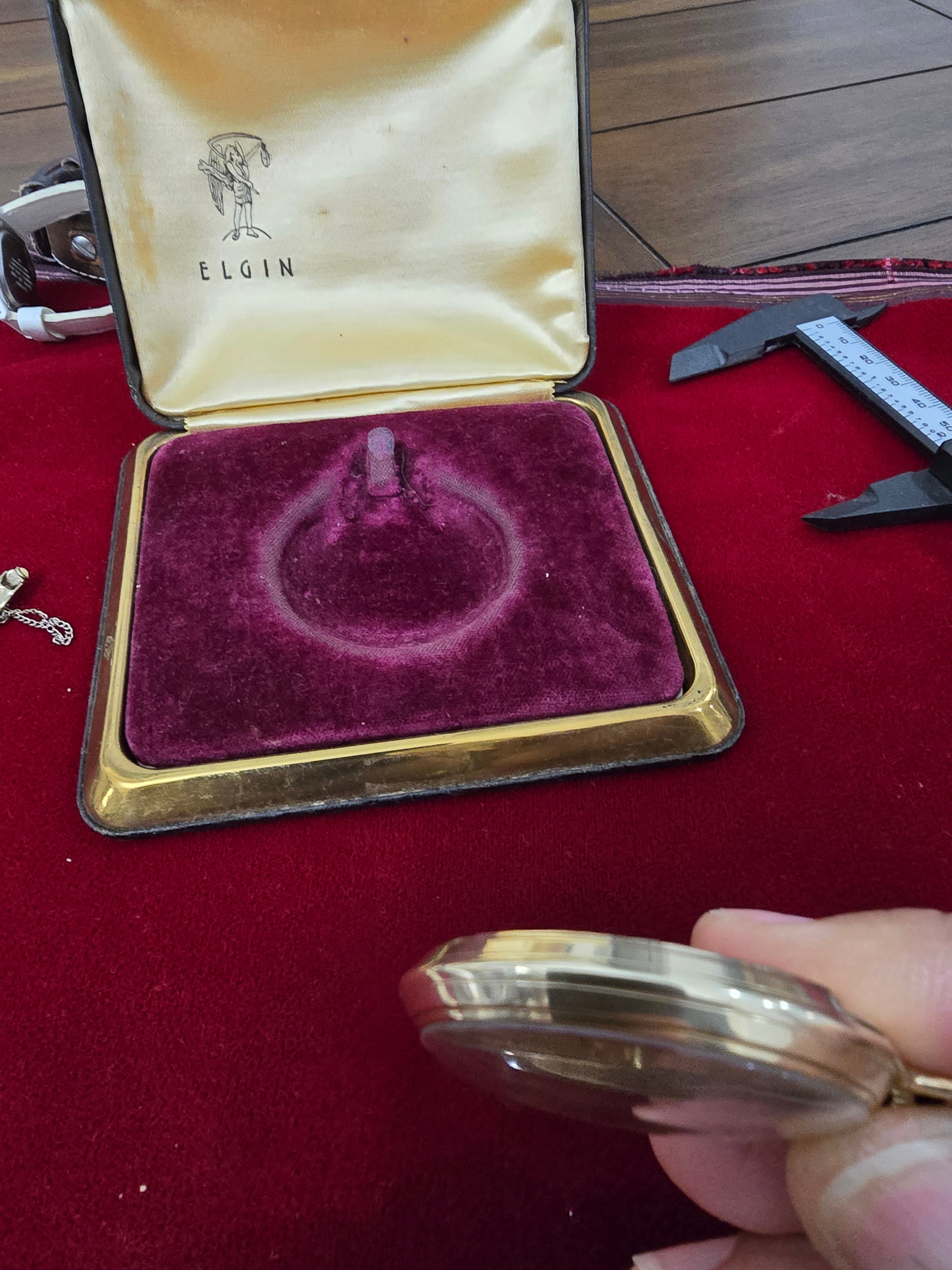 Vintage Elgin Pocket Watch 10K Gold Filled w/ Original Box – Runs Great – Classic American Timepiece – 45mm