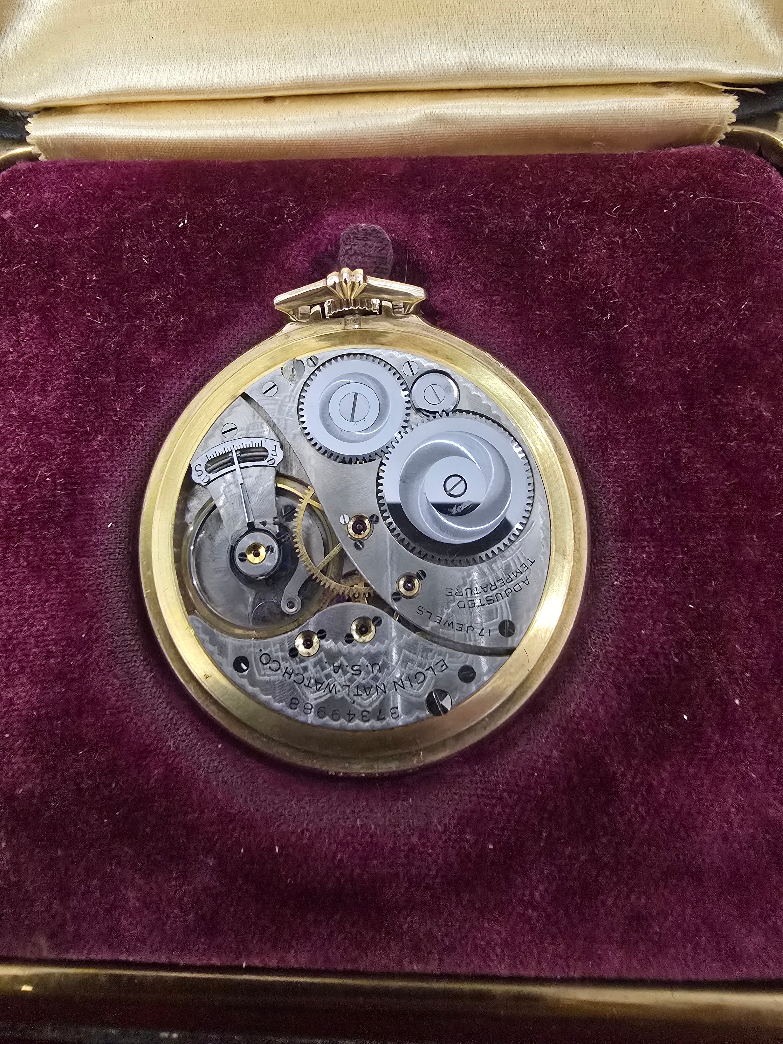Vintage Elgin Pocket Watch 10K Gold Filled w/ Original Box – Runs Great – Classic American Timepiece – 45mm
