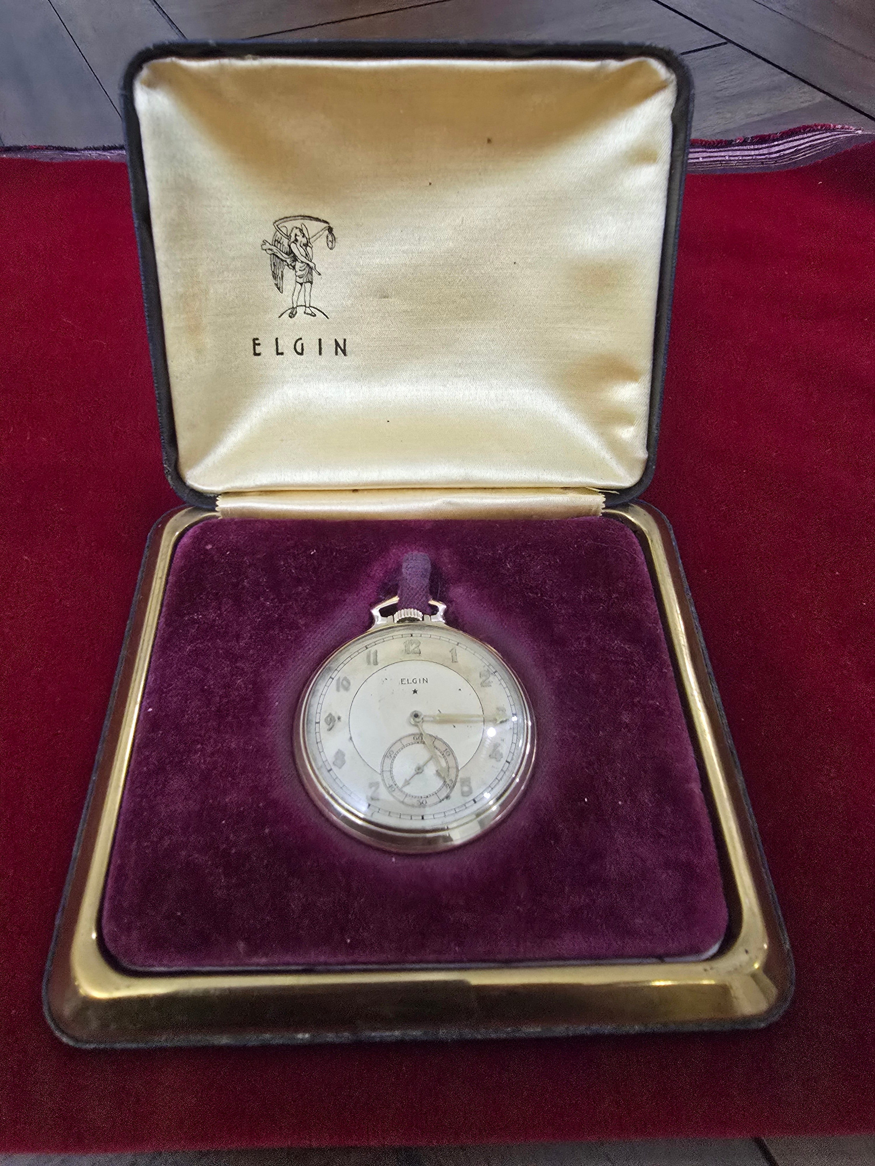 Vintage Elgin Pocket Watch 10K Gold Filled w/ Original Box – Runs Great – Classic American Timepiece – 45mm
