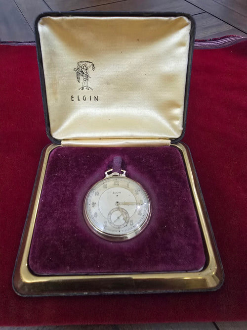 Vintage Elgin Pocket Watch 10K Gold Filled w/ Original Box – Runs Great – Classic American Timepiece – 45mm